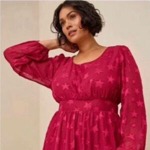 Torrid Magenta Star Embroidered Dress